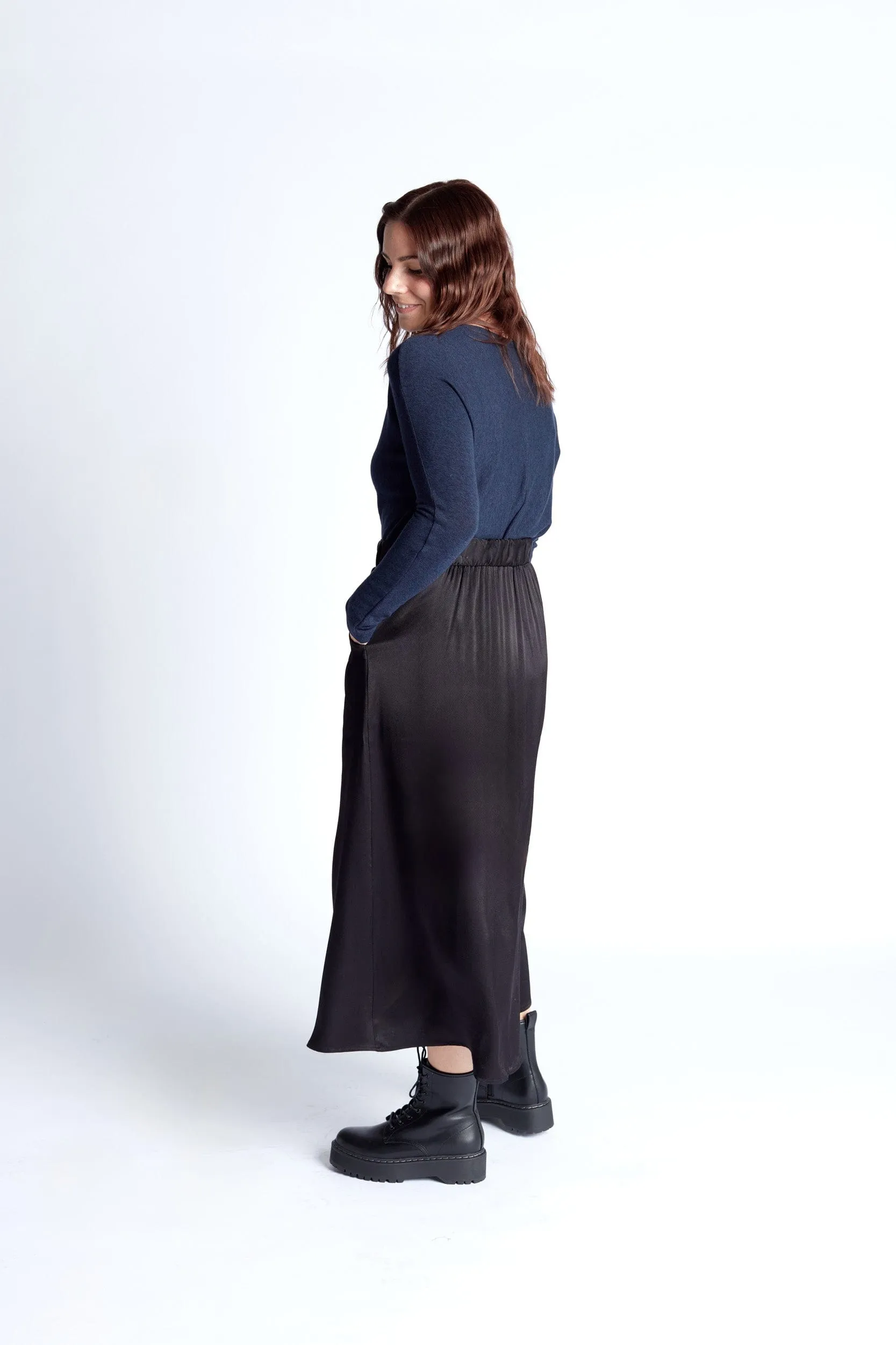 Satin Skirt in Black