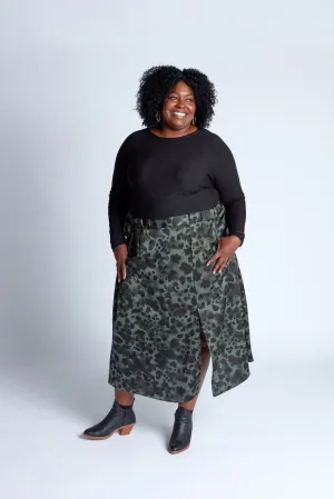 Satin Skirt in Lush Splatter Print
