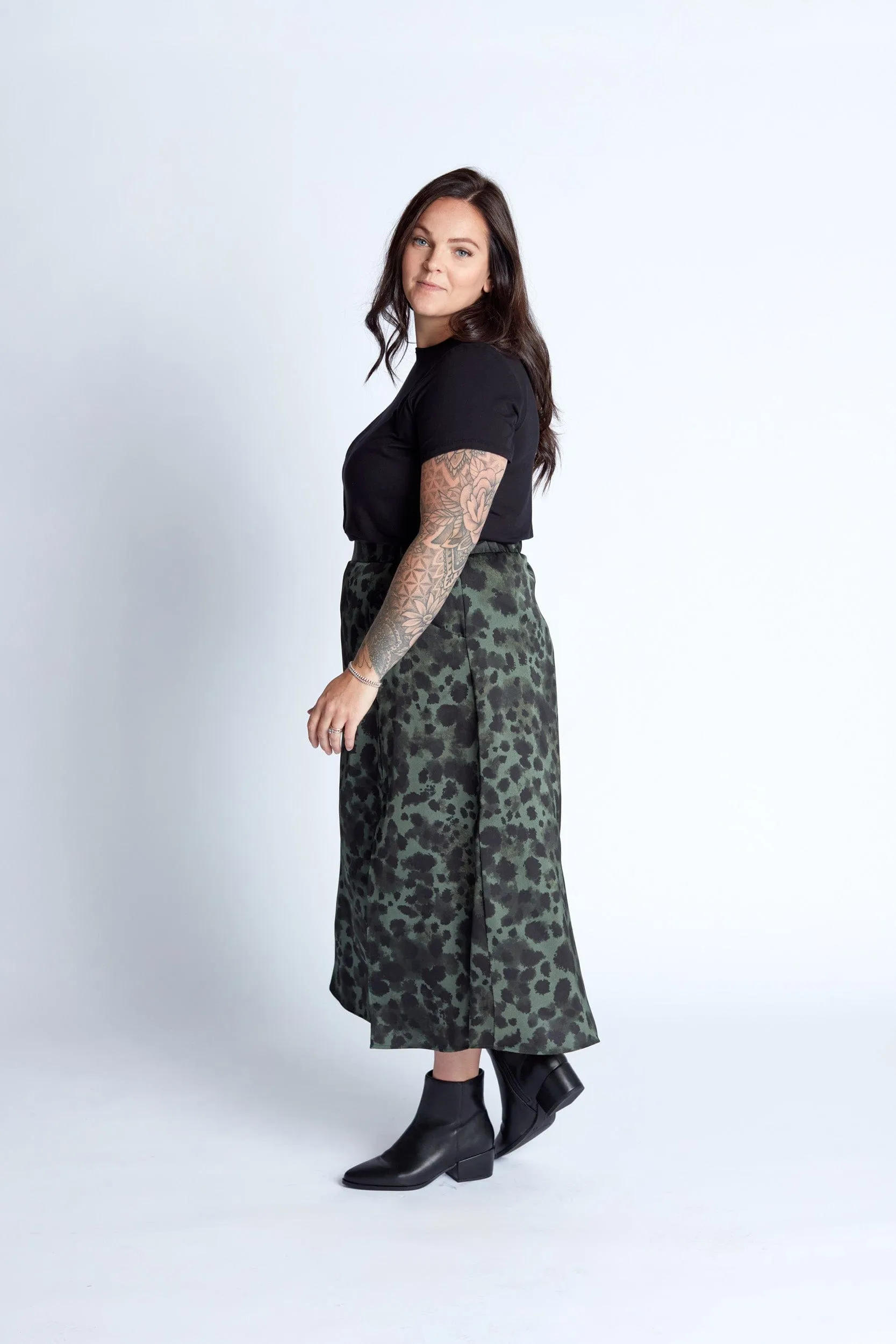 Satin Skirt in Lush Splatter Print