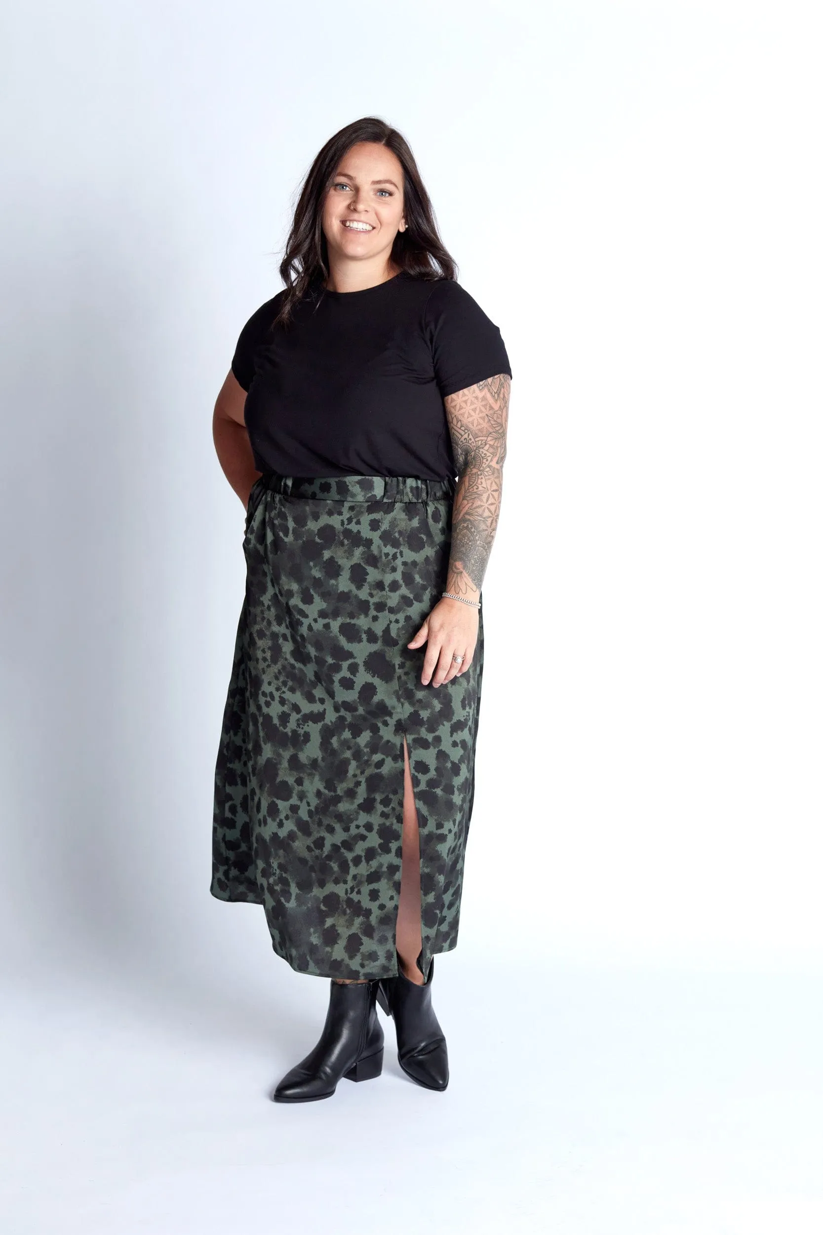 Satin Skirt in Lush Splatter Print
