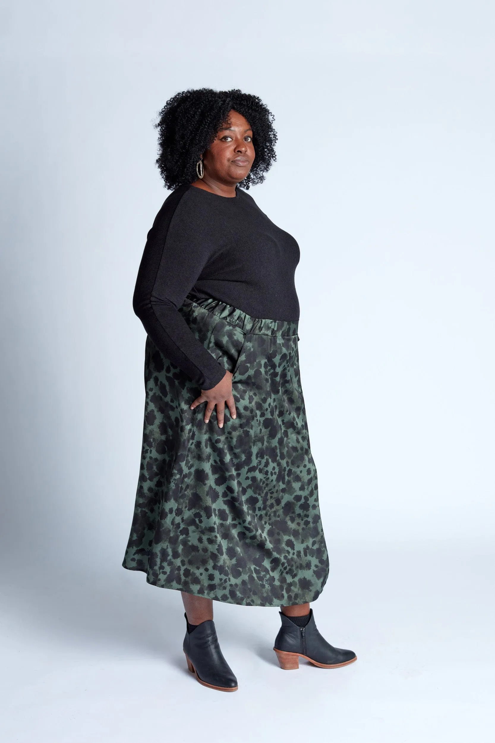 Satin Skirt in Lush Splatter Print