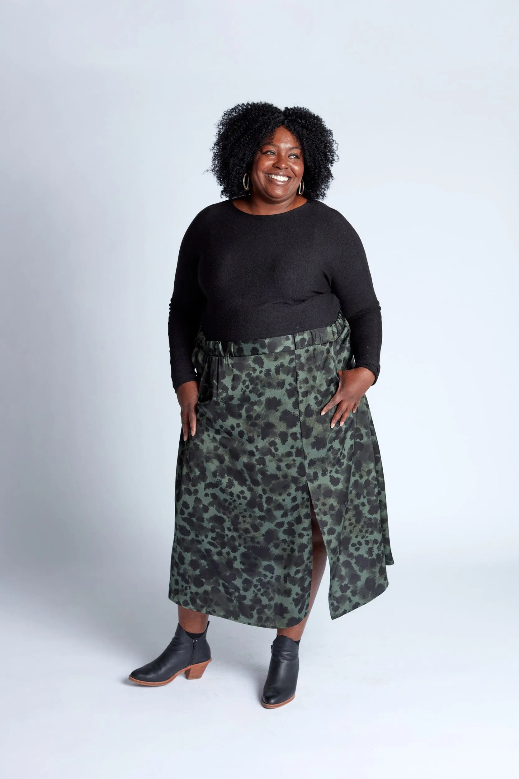 Satin Skirt in Lush Splatter Print