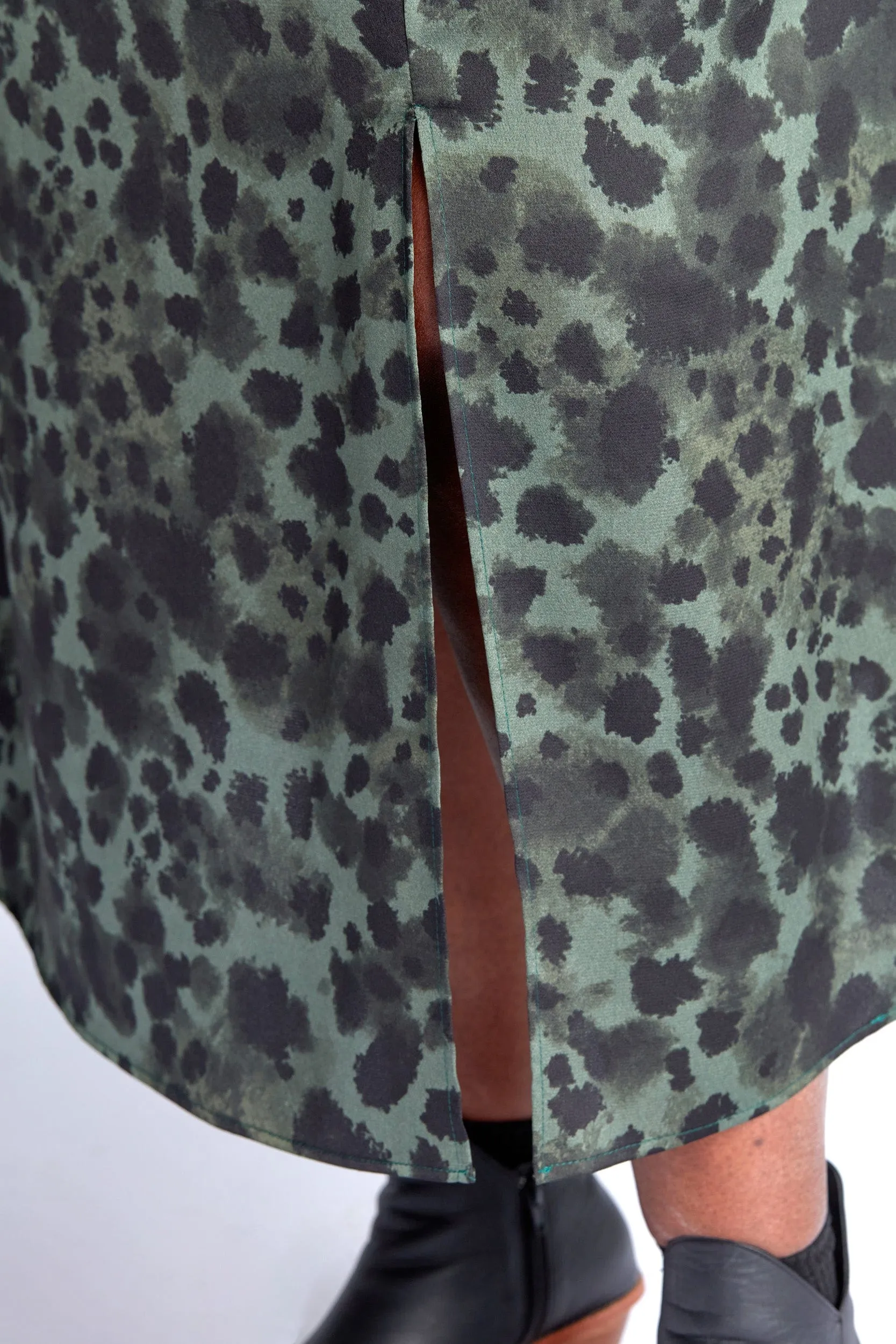 Satin Skirt in Lush Splatter Print