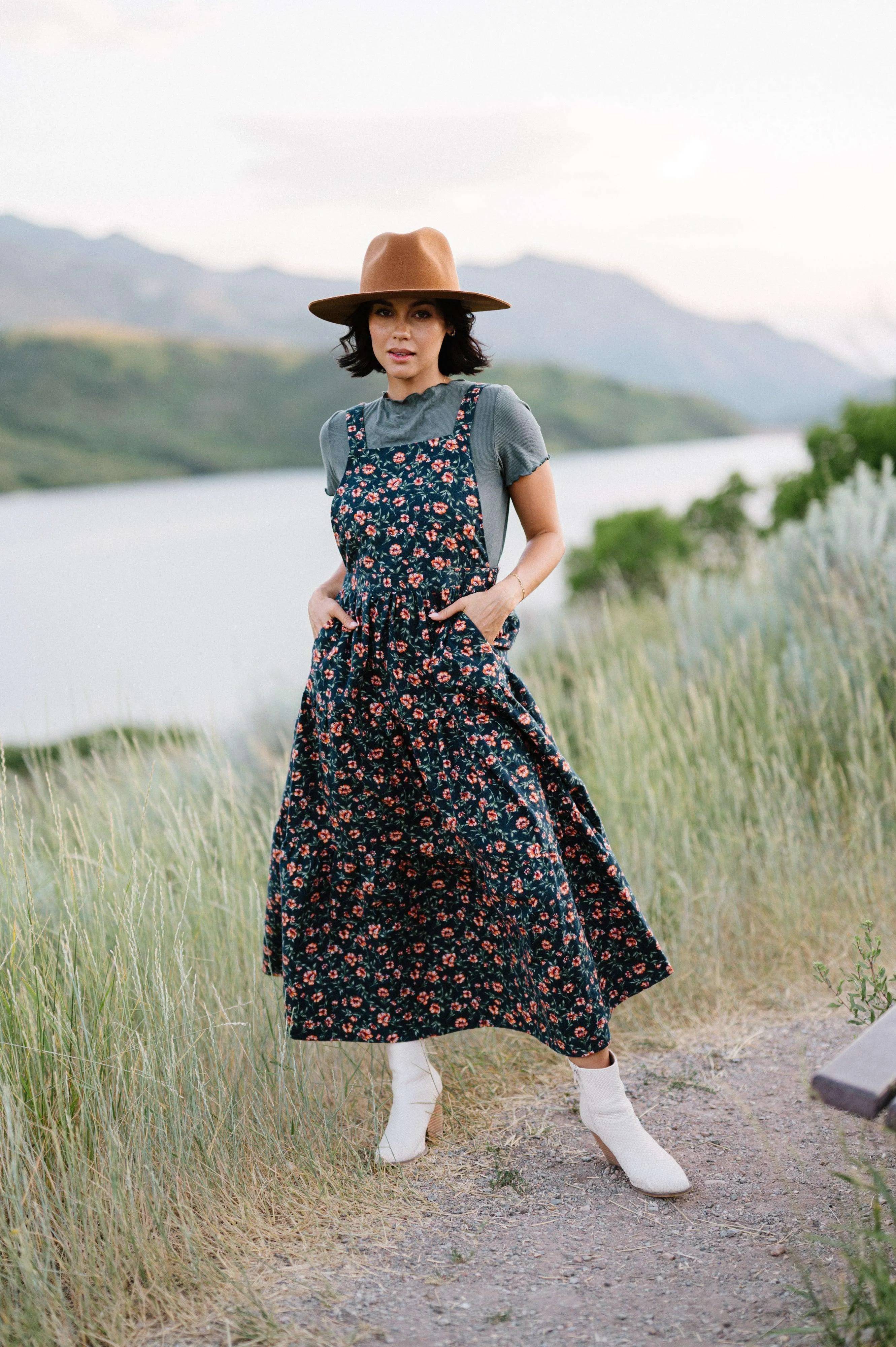Shay Overall Dress | Floral Navy