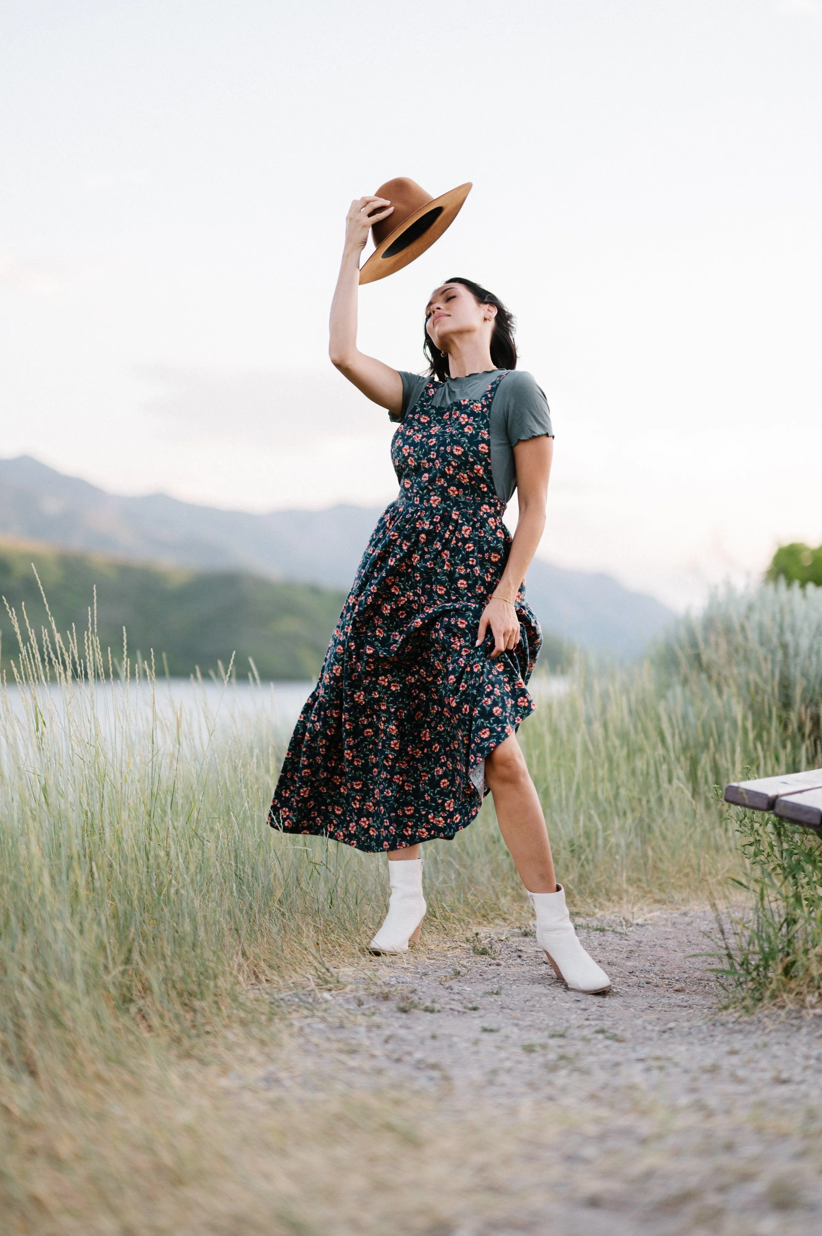 Shay Overall Dress | Floral Navy