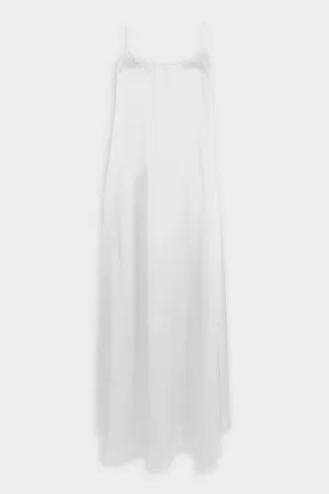 Shining Satin Slip Dress in White