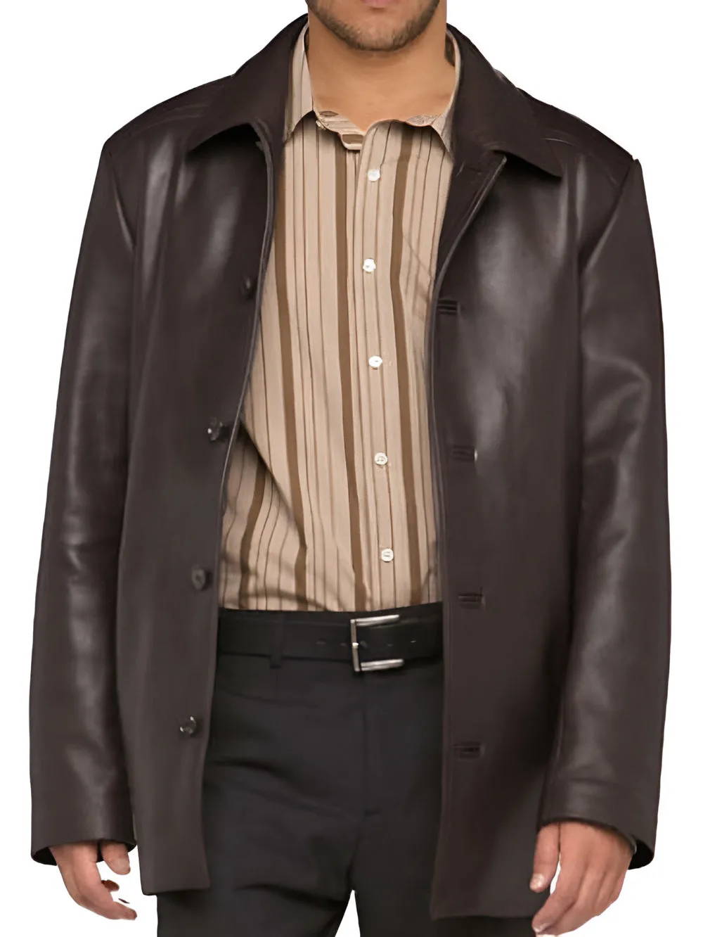 Shirt Style Leather Coat for Men