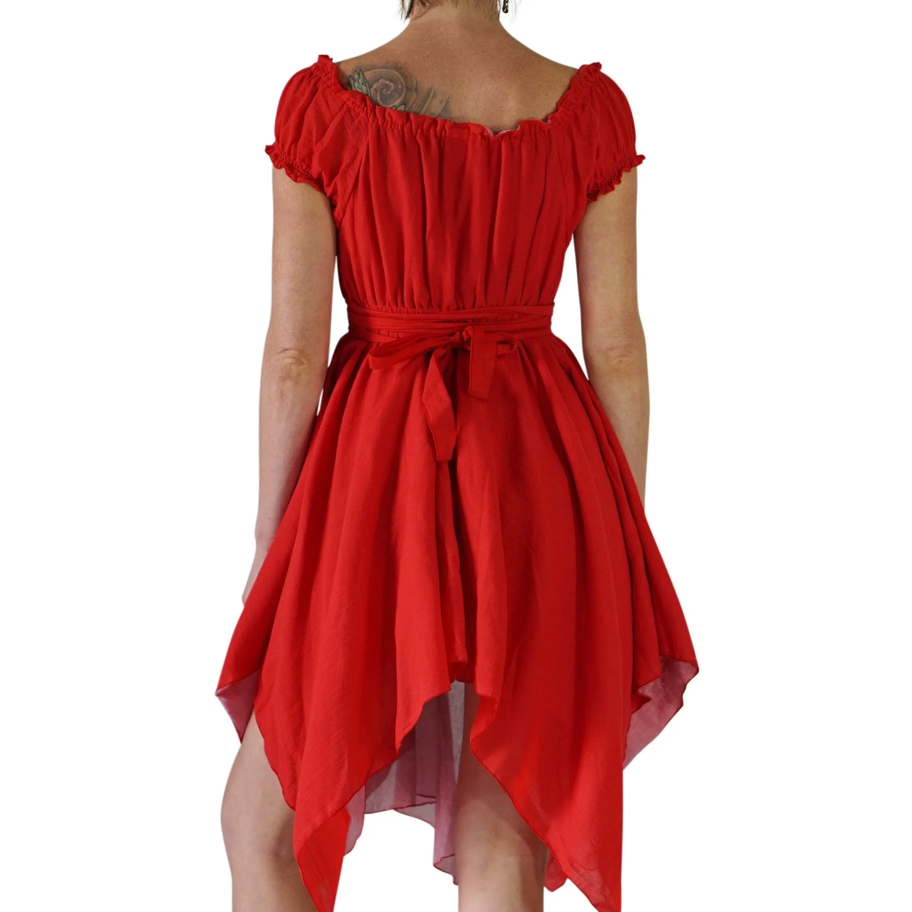 'Short Sleeve Dress' - Red