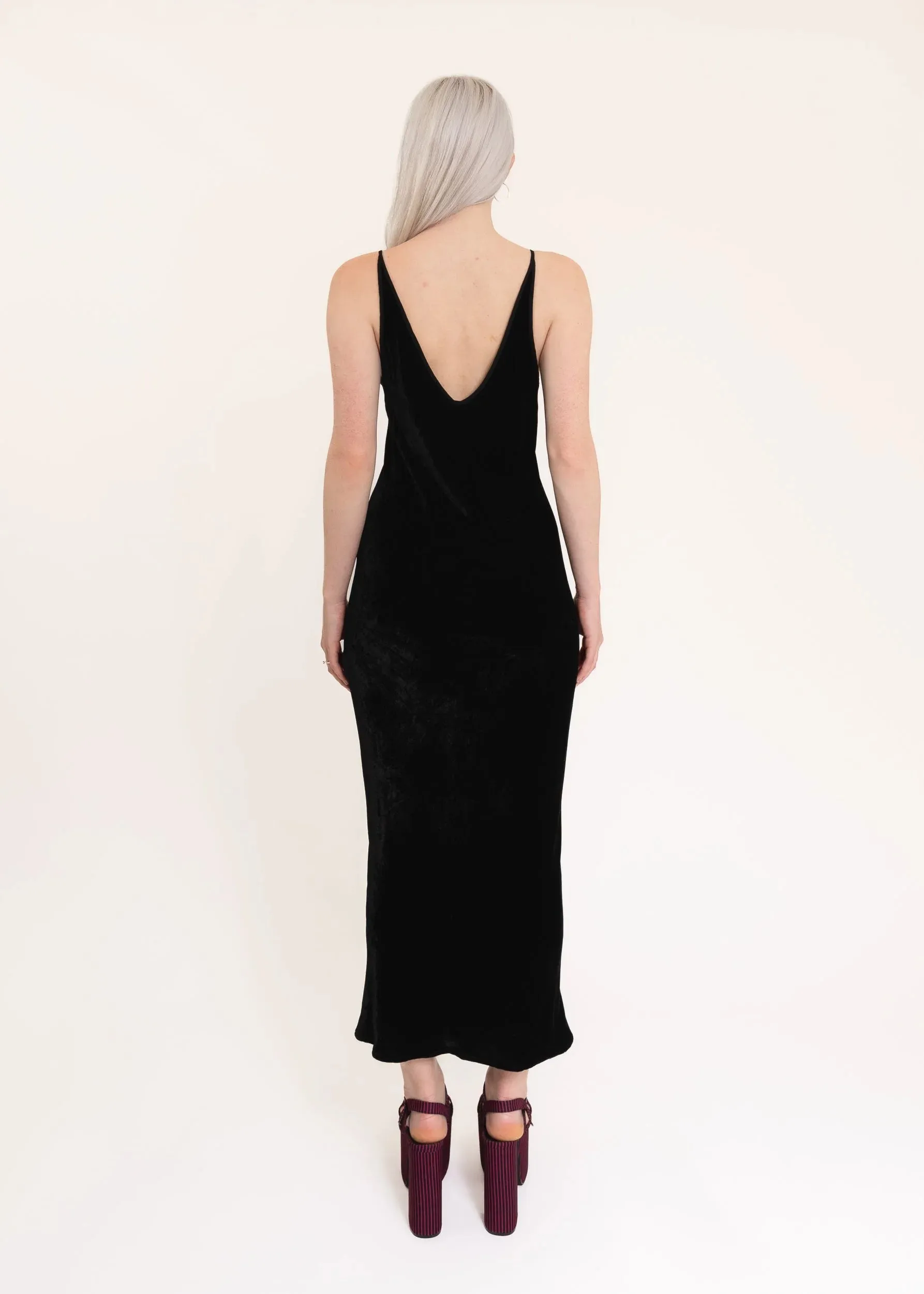 Silk velvet slip dress