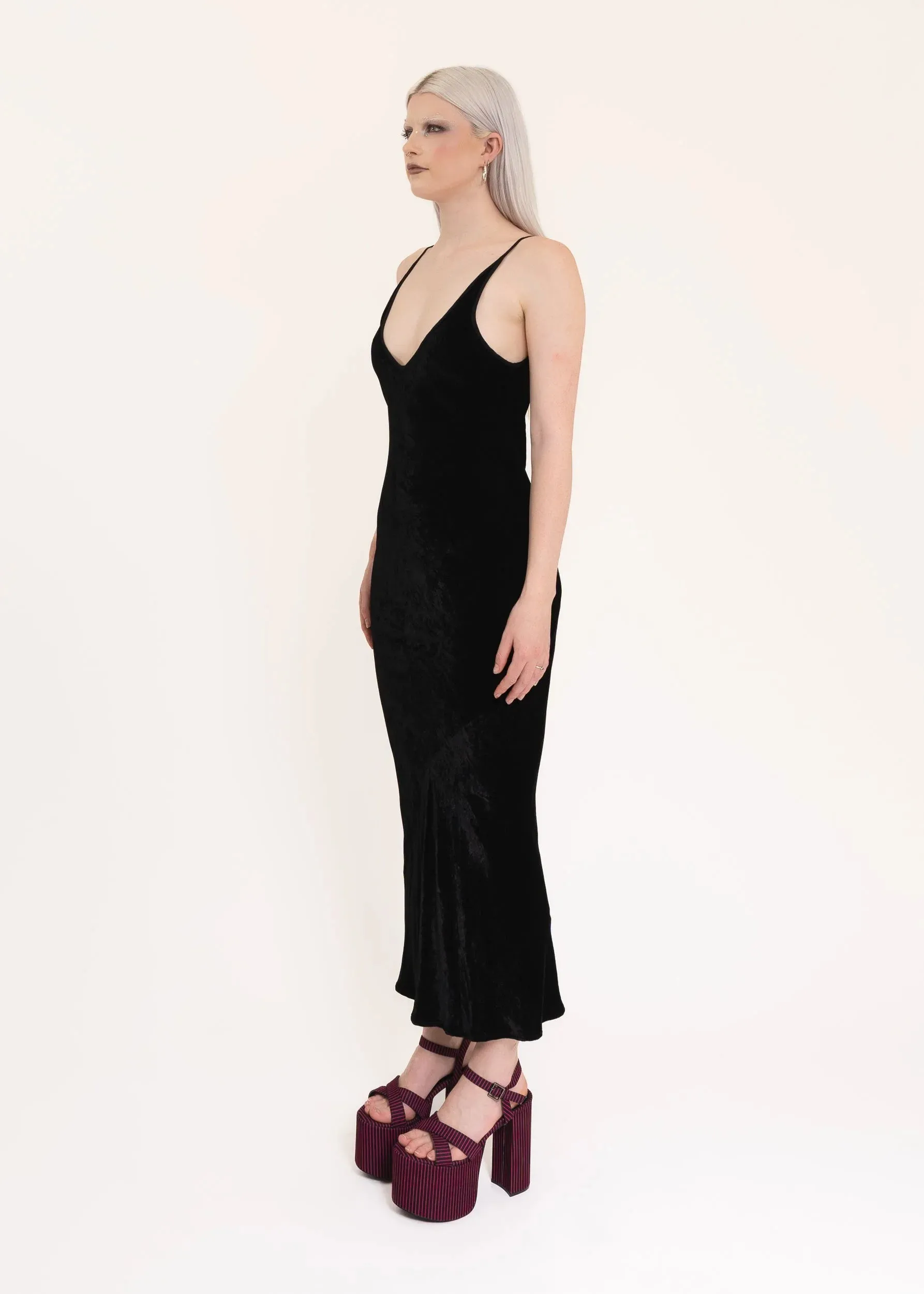 Silk velvet slip dress