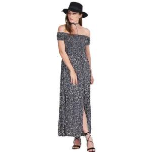 Simplee Apparel sexy side split off shoulder print summer dress High waist pleated maxi dress women Vintage beach dress vestidos