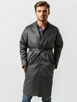 Single Breasted Leather Coat for Men