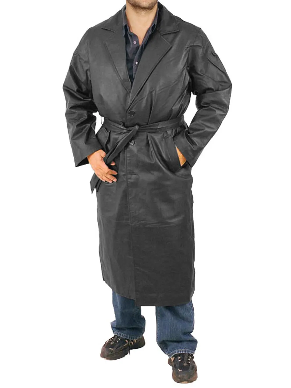 Single Breasted Leather Coat for Men