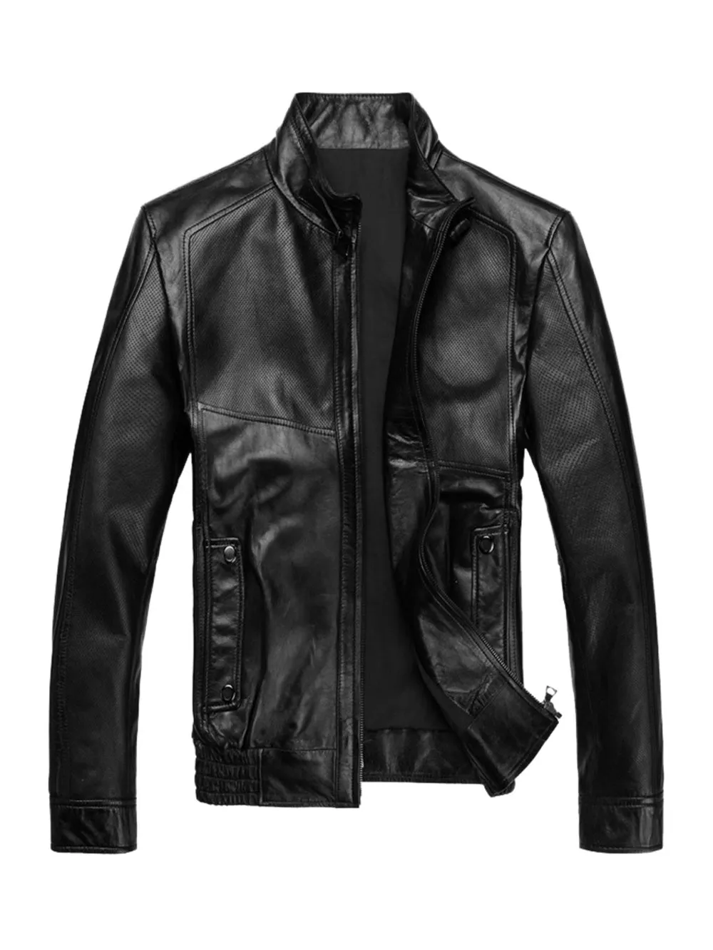 Slim Fit Motorcycle Leather Coat for Men