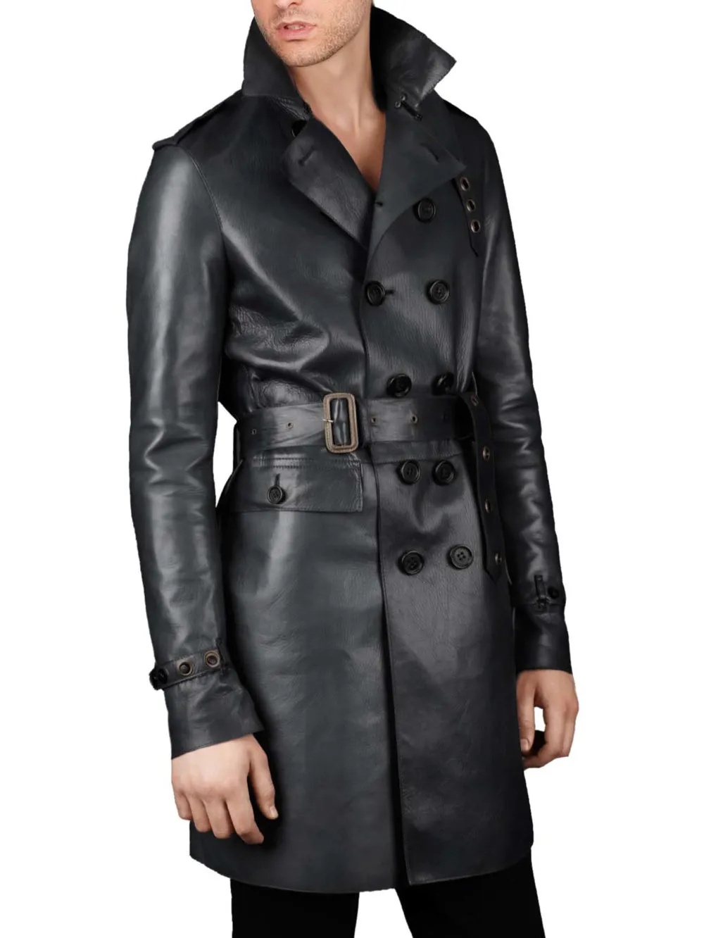 Slim Fit Nappa Leather Coat for Men
