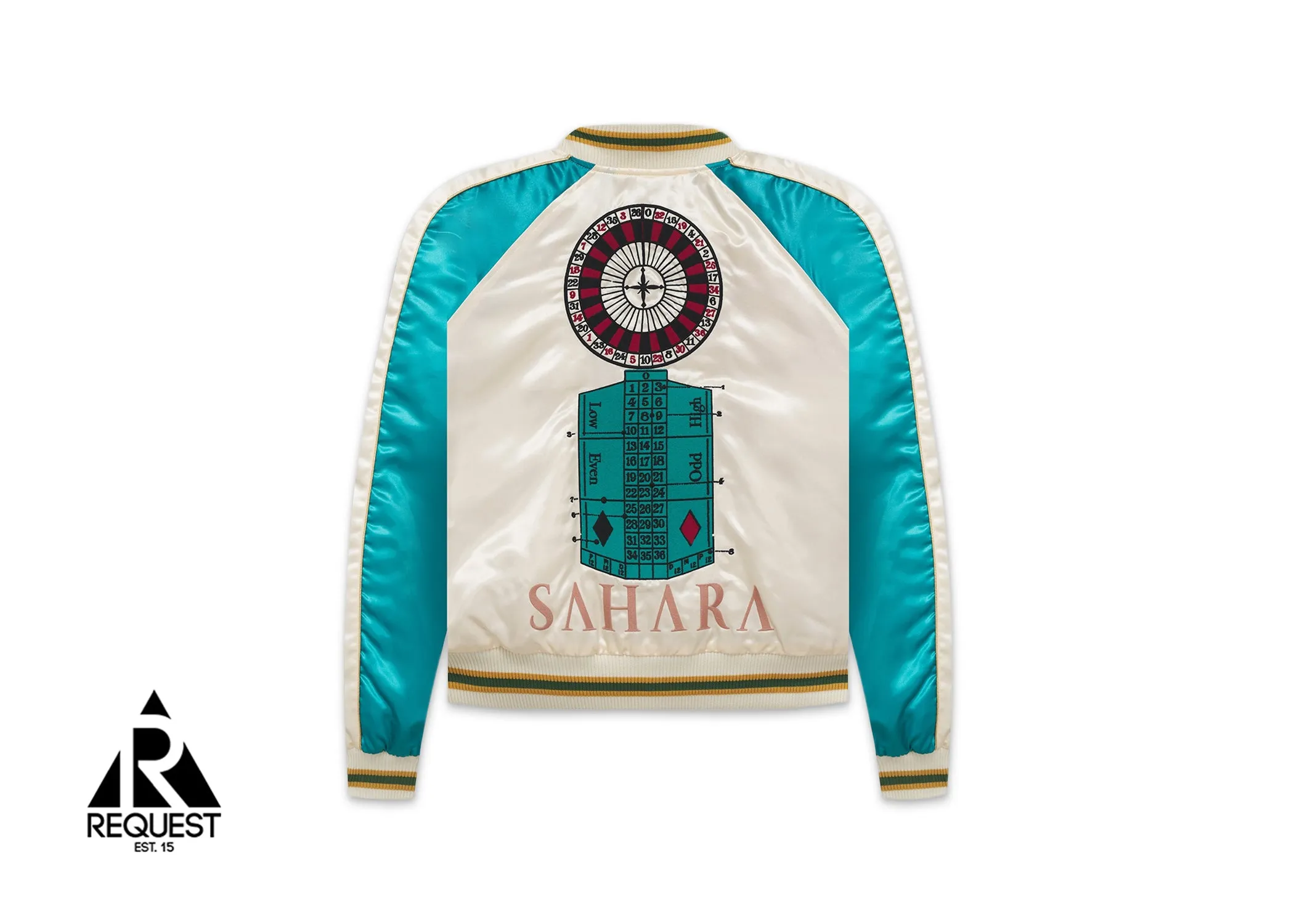 Smoking Satin Bomber Jacket "Off-White/Turquoise"