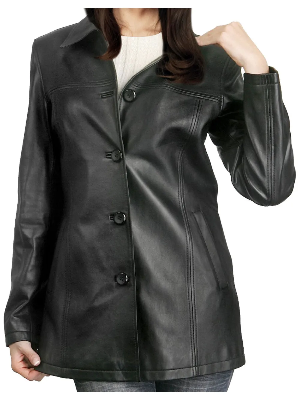 Soft Touch Lambskin Leather Coat for Women