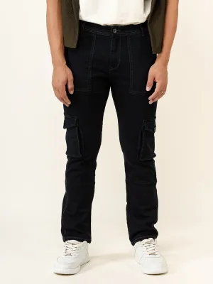 Solid Black Mens Cargo Pants