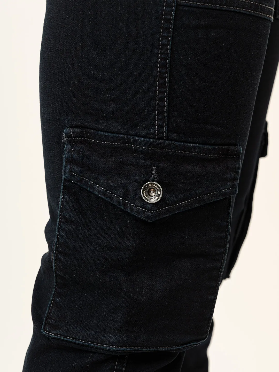 Solid Black Mens Cargo Pants