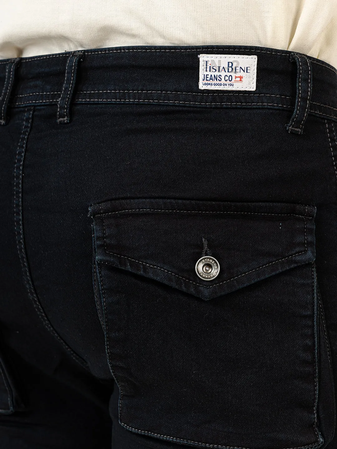 Solid Black Mens Cargo Pants