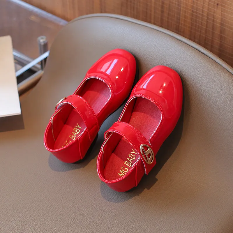 Solid Color Buckle Applique Mary Jane - Red