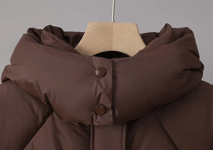Solid Color Quilted Puffer Jacket with Flap and Patch Pockets