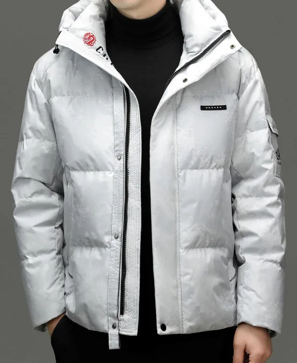 Solid Color Zip-up Down Jacket for Outdoor Adventures