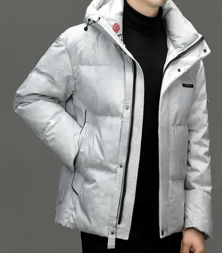 Solid Color Zip-up Down Jacket for Outdoor Adventures