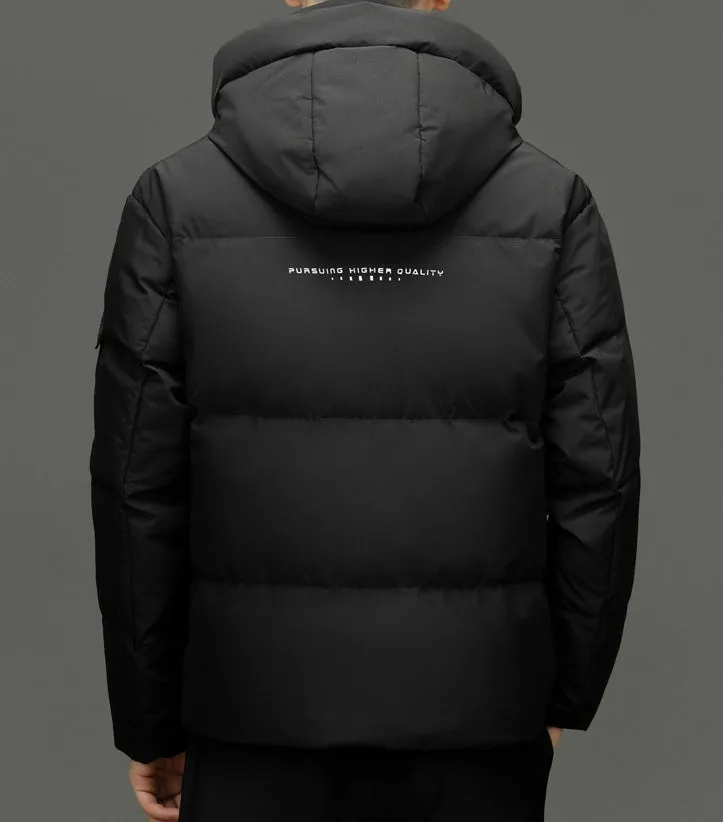 Solid Color Zip-up Down Jacket for Outdoor Adventures
