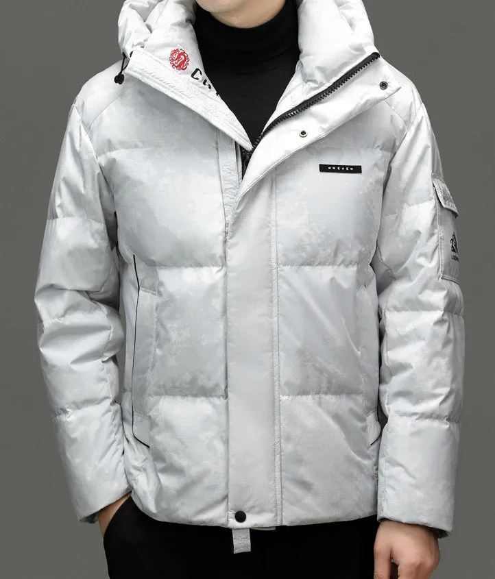 Solid Color Zip-up Down Jacket for Outdoor Adventures