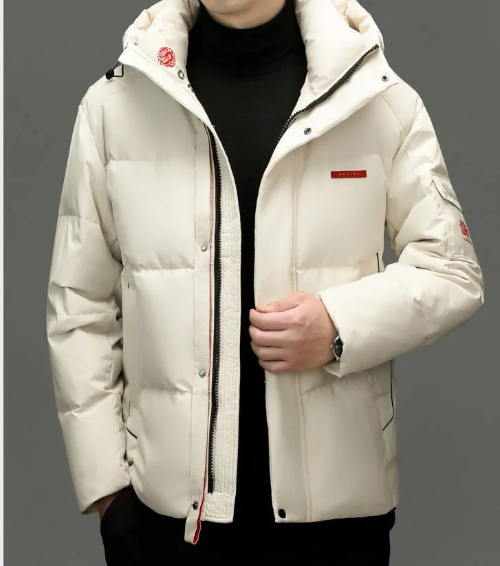 Solid Color Zip-up Down Jacket for Outdoor Adventures