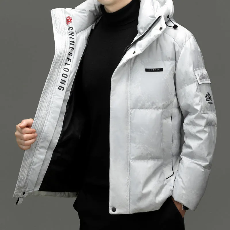 Solid Color Zip-up Down Jacket for Outdoor Adventures