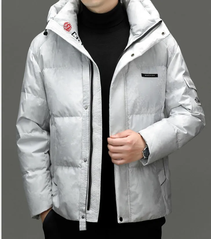Solid Color Zip-up Down Jacket for Outdoor Adventures
