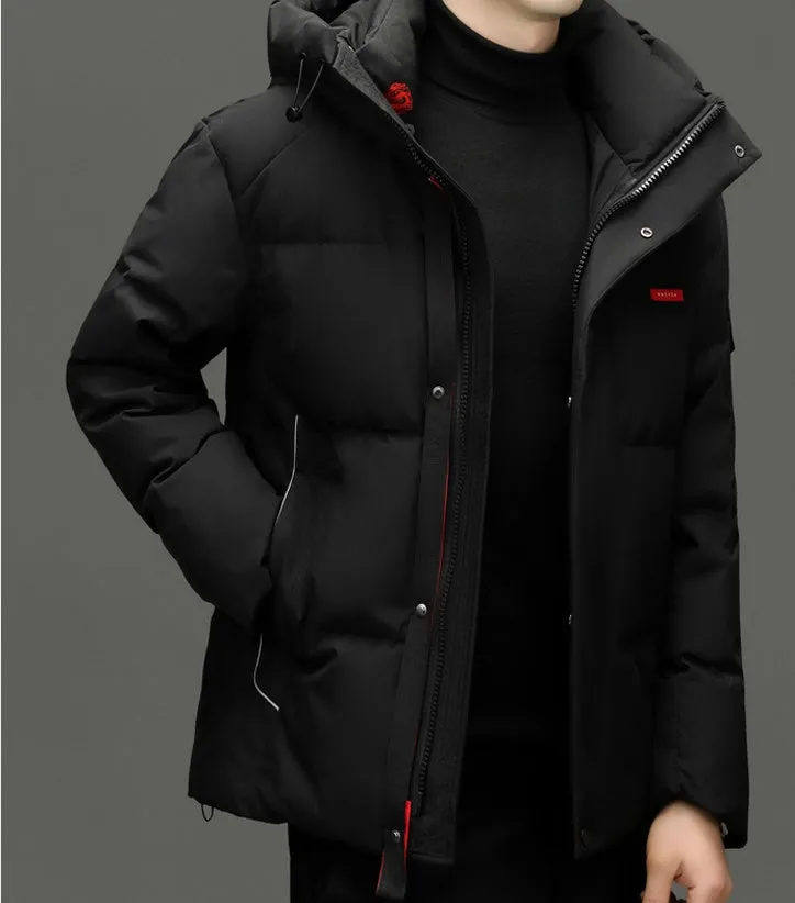 Solid Color Zip-up Down Jacket for Outdoor Adventures