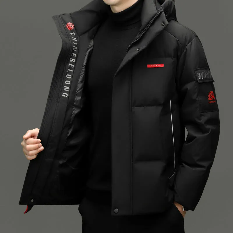 Solid Color Zip-up Down Jacket for Outdoor Adventures