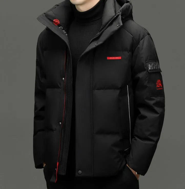 Solid Color Zip-up Down Jacket for Outdoor Adventures