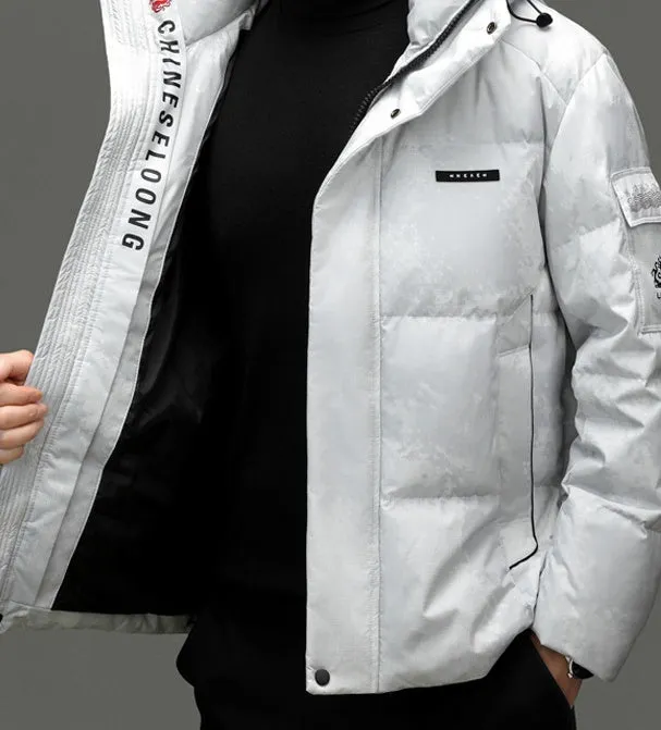 Solid Color Zip-up Down Jacket for Outdoor Adventures