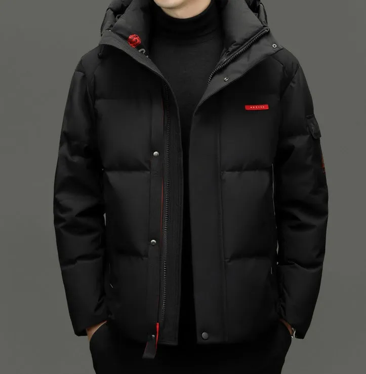 Solid Color Zip-up Down Jacket for Outdoor Adventures