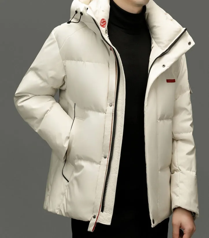 Solid Color Zip-up Down Jacket for Outdoor Adventures