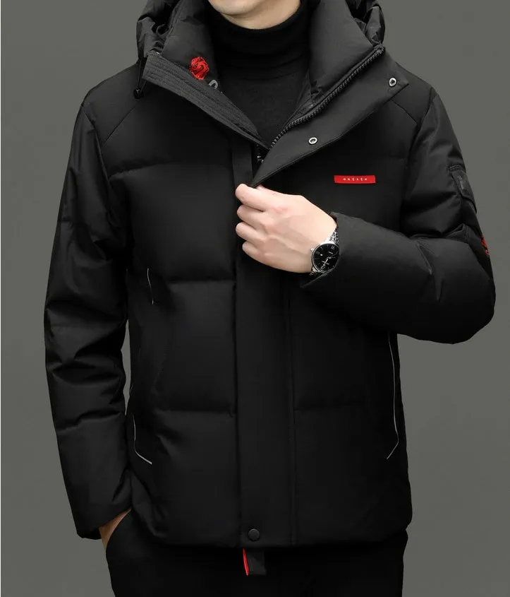 Solid Color Zip-up Down Jacket for Outdoor Adventures