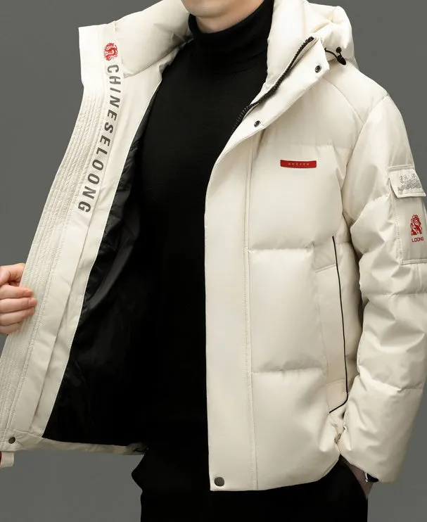 Solid Color Zip-up Down Jacket for Outdoor Adventures