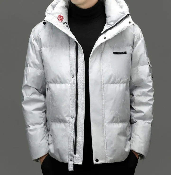 Solid Color Zip-up Down Jacket for Outdoor Adventures