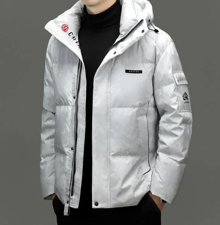 Solid Color Zip-up Down Jacket for Outdoor Adventures