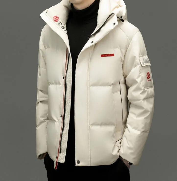 Solid Color Zip-up Down Jacket for Outdoor Adventures