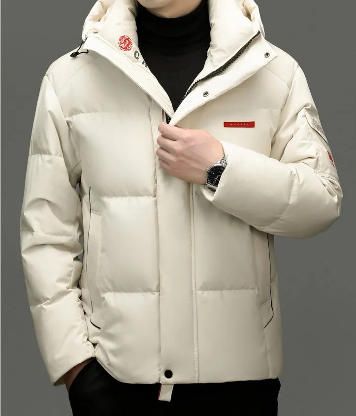 Solid Color Zip-up Down Jacket for Outdoor Adventures