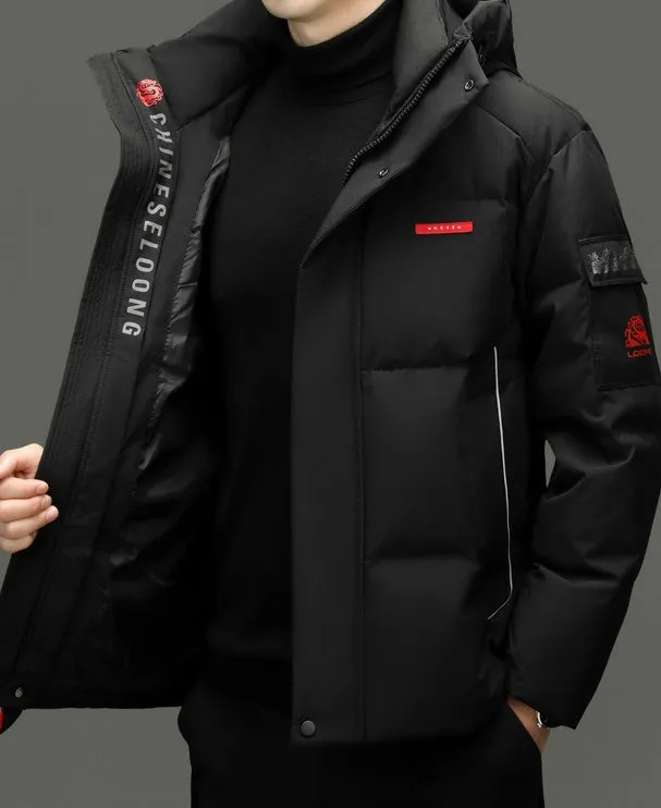 Solid Color Zip-up Down Jacket for Outdoor Adventures