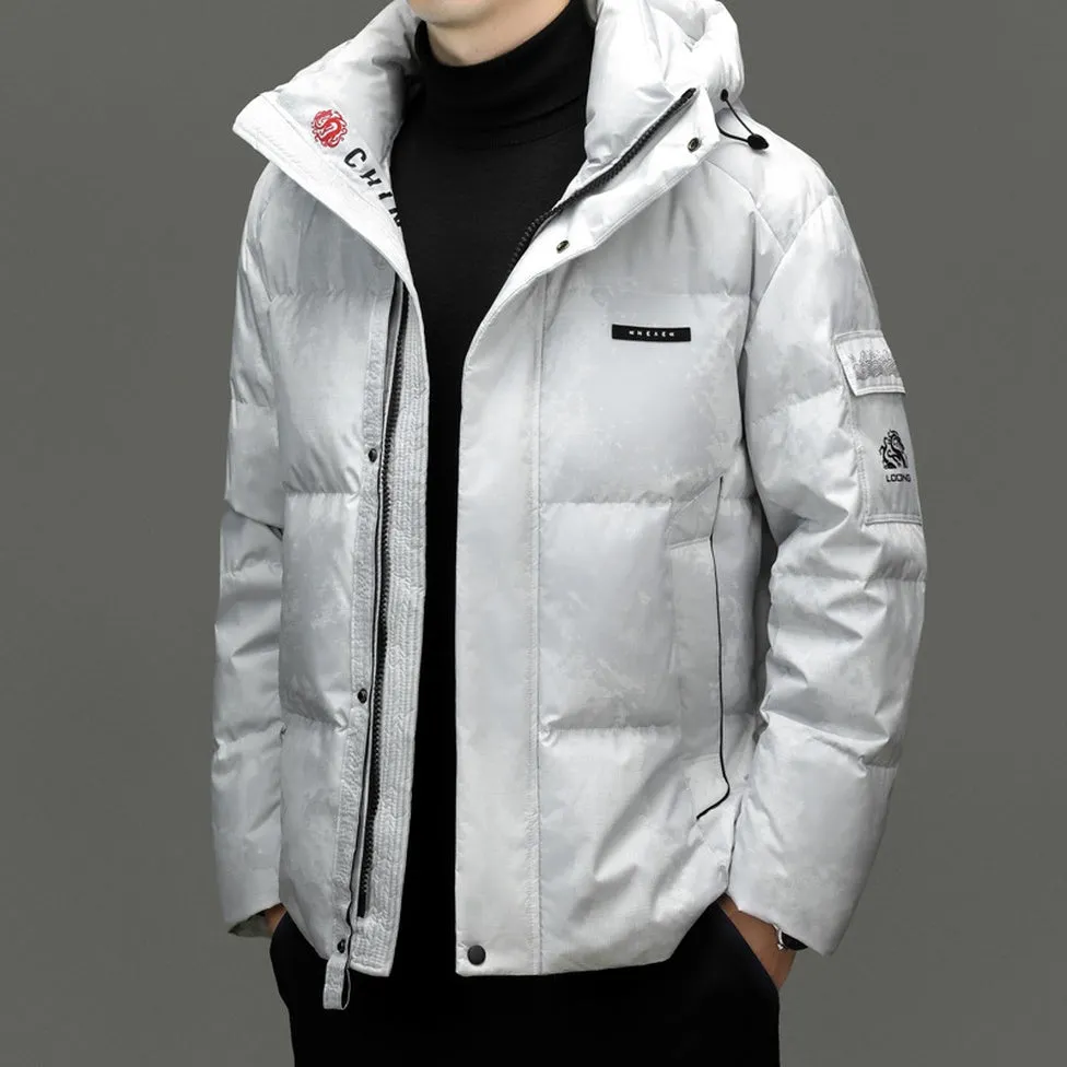 Solid Color Zip-up Down Jacket for Outdoor Adventures