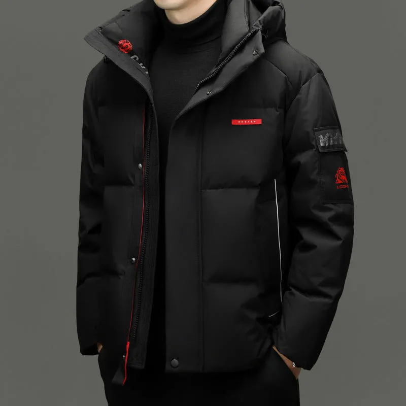 Solid Color Zip-up Down Jacket for Outdoor Adventures