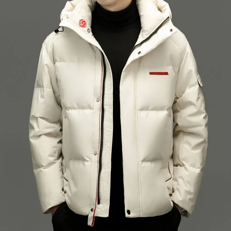 Solid Color Zip-up Down Jacket for Outdoor Adventures