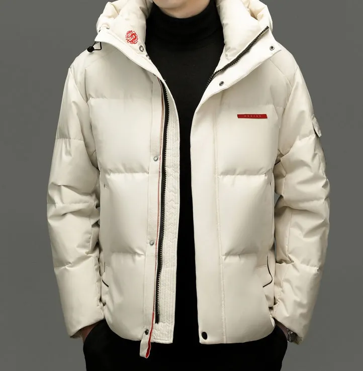 Solid Color Zip-up Down Jacket for Outdoor Adventures